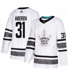 Mens Adidas Toronto Maple Leafs 31 Frederik Andersen White 2019 All Star Game Parley Authentic Stitched NHL Jersey 