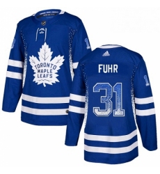 Mens Adidas Toronto Maple Leafs 31 Grant Fuhr Authentic Blue Drift Fashion NHL Jersey 