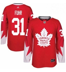 Mens Adidas Toronto Maple Leafs 31 Grant Fuhr Authentic Red Alternate NHL Jersey 