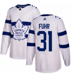 Mens Adidas Toronto Maple Leafs 31 Grant Fuhr Authentic White 2018 Stadium Series NHL Jersey 