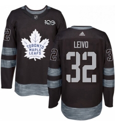 Mens Adidas Toronto Maple Leafs 32 Josh Leivo Authentic Black 1917 2017 100th Anniversary NHL Jersey 