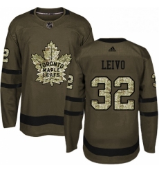 Mens Adidas Toronto Maple Leafs 32 Josh Leivo Authentic Green Salute to Service NHL Jersey 