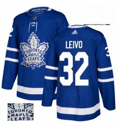 Mens Adidas Toronto Maple Leafs 32 Josh Leivo Authentic Royal Blue Fashion Gold NHL Jersey 