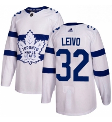 Mens Adidas Toronto Maple Leafs 32 Josh Leivo Authentic White 2018 Stadium Series NHL Jersey 