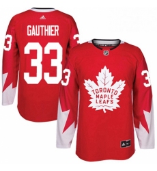 Mens Adidas Toronto Maple Leafs 33 Frederik Gauthier Premier Red Alternate NHL Jersey 