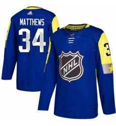 Mens Adidas Toronto Maple Leafs 34 Auston Matthews Authentic Royal Blue 2018 All Star Atlantic Division NHL Jersey 