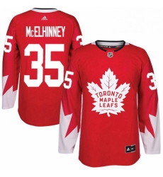 Mens Adidas Toronto Maple Leafs 35 Curtis McElhinney Authentic Red Alternate NHL Jersey 