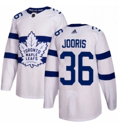 Mens Adidas Toronto Maple Leafs 36 Josh Jooris Authentic White 2018 Stadium Series NHL Jersey 