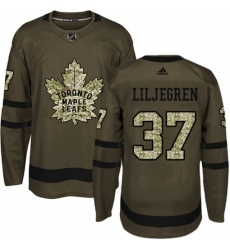 Mens Adidas Toronto Maple Leafs 37 Timothy Liljegren Authentic Green Salute to Service NHL Jersey 
