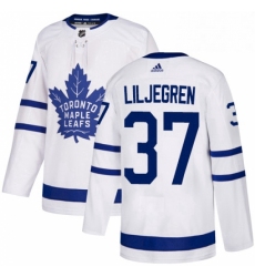 Mens Adidas Toronto Maple Leafs 37 Timothy Liljegren Authentic White Away NHL Jersey 