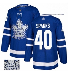 Mens Adidas Toronto Maple Leafs 40 Garret Sparks Authentic Royal Blue Fashion Gold NHL Jersey 