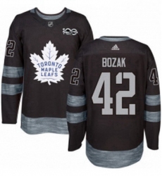 Mens Adidas Toronto Maple Leafs 42 Tyler Bozak Authentic Black 1917 2017 100th Anniversary NHL Jersey 