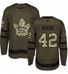 Mens Adidas Toronto Maple Leafs 42 Tyler Bozak Authentic Green Salute to Service NHL Jersey 