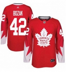 Mens Adidas Toronto Maple Leafs 42 Tyler Bozak Authentic Red Alternate NHL Jersey 