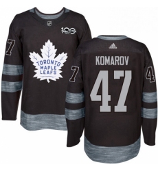 Mens Adidas Toronto Maple Leafs 47 Leo Komarov Authentic Black 1917 2017 100th Anniversary NHL Jersey 