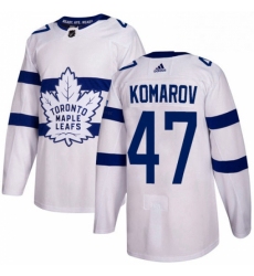 Mens Adidas Toronto Maple Leafs 47 Leo Komarov Authentic White 2018 Stadium Series NHL Jersey 