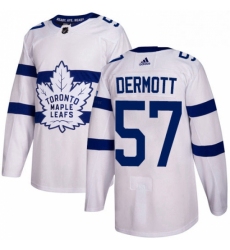 Mens Adidas Toronto Maple Leafs 57 Travis Dermott Authentic White 2018 Stadium Series NHL Jersey 