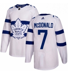 Mens Adidas Toronto Maple Leafs 7 Lanny McDonald Authentic White 2018 Stadium Series NHL Jersey 