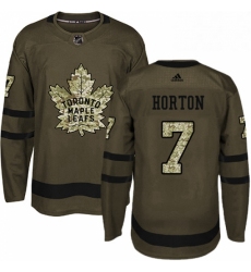 Mens Adidas Toronto Maple Leafs 7 Tim Horton Authentic Green Salute to Service NHL Jersey 