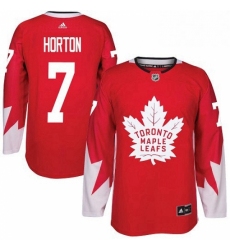 Mens Adidas Toronto Maple Leafs 7 Tim Horton Authentic Red Alternate NHL Jersey 
