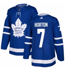 Mens Adidas Toronto Maple Leafs 7 Tim Horton Authentic Royal Blue Home NHL Jersey 