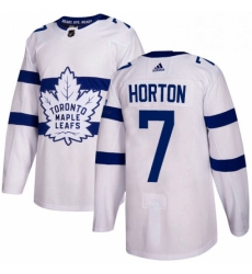 Mens Adidas Toronto Maple Leafs 7 Tim Horton Authentic White 2018 Stadium Series NHL Jersey 