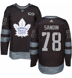Mens Adidas Toronto Maple Leafs 78 Rasmus Sandin Authentic Black 1917 2017 100th Anniversary NHL Jersey 