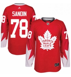 Mens Adidas Toronto Maple Leafs 78 Rasmus Sandin Authentic Red Alternate NHL Jersey 