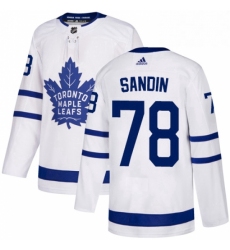 Mens Adidas Toronto Maple Leafs 78 Rasmus Sandin Authentic White Away NHL Jersey 