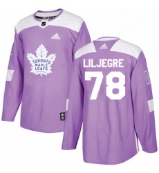 Mens Adidas Toronto Maple Leafs 78 Timothy Liljegren Authentic Purple Fights Cancer Practice NHL Jersey 