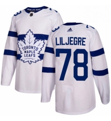 Mens Adidas Toronto Maple Leafs 78 Timothy Liljegren Authentic White 2018 Stadium Series NHL Jersey 