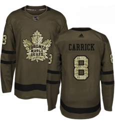 Mens Adidas Toronto Maple Leafs 8 Connor Carrick Authentic Green Salute to Service NHL Jersey 