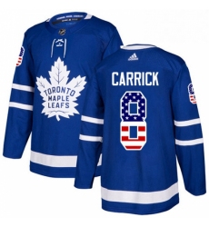 Mens Adidas Toronto Maple Leafs 8 Connor Carrick Authentic Royal Blue USA Flag Fashion NHL Jersey 