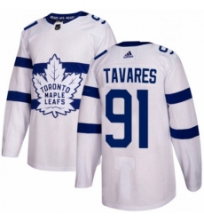 Mens Adidas Toronto Maple Leafs 91 John Tavares Authentic White 2018 Stadium Series NHL Jersey 