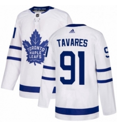 Mens Adidas Toronto Maple Leafs 91 John Tavares Authentic White Away NHL Jersey 