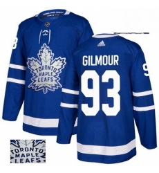 Mens Adidas Toronto Maple Leafs 93 Doug Gilmour Authentic Royal Blue Fashion Gold NHL Jersey 