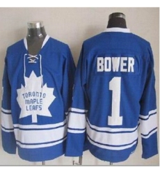 Toronto Maple Leafs #1 Johnny Bower Blue CCM Throwback Stitched NHL Jersey