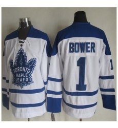 Toronto Maple Leafs #1 Johnny Bower White CCM Throwback Winter Classic Stitched NHL Jersey