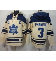 Toronto Maple Leafs 3 Dion Phaneuf Cream Stitched NHL Sawyer Hooded Sweatshirt