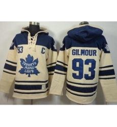 Toronto Maple Leafs 93 Doug Gilmour Cream Stitched NHL Sawyer Hooded Sweatshirt