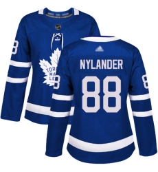 Women Maple Leafs 88 William Nylander Blue Home Authentic Stitched Hockey Jersey
