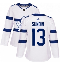 Womens Adidas Toronto Maple Leafs 13 Mats Sundin Authentic White 2018 Stadium Series NHL Jersey 