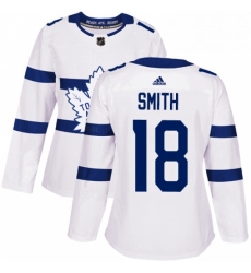 Womens Adidas Toronto Maple Leafs 18 Ben Smith Authentic White 2018 Stadium Series NHL Jersey 