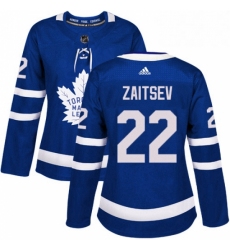 Womens Adidas Toronto Maple Leafs 22 Nikita Zaitsev Authentic Royal Blue Home NHL Jersey 