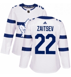 Womens Adidas Toronto Maple Leafs 22 Nikita Zaitsev Authentic White 2018 Stadium Series NHL Jersey 