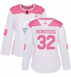 Womens Adidas Toronto Maple Leafs 32 Kris Versteeg Authentic WhitePink Fashion NHL Jersey 