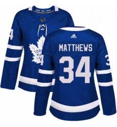 Womens Adidas Toronto Maple Leafs 34 Auston Matthews Authentic Royal Blue Home NHL Jersey 