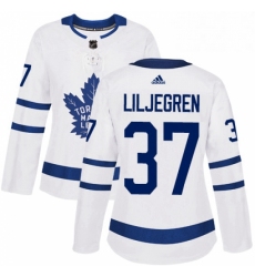 Womens Adidas Toronto Maple Leafs 37 Timothy Liljegren Authentic White Away NHL Jersey 