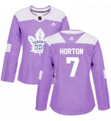 Womens Adidas Toronto Maple Leafs 7 Tim Horton Authentic Purple Fights Cancer Practice NHL Jersey 