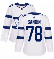 Womens Adidas Toronto Maple Leafs 78 Rasmus Sandin Authentic White 2018 Stadium Series NHL Jersey 